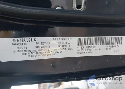 2015 Dodge Charger Sxt из США, поврежденный, VIN 2C3CDXHG8FH915828